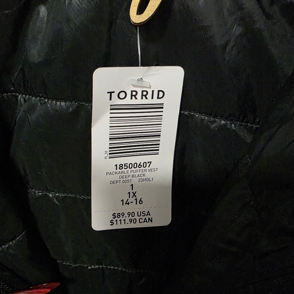 Torrid Puffer Vest In Black Size 1x - Picture 5 of 7
